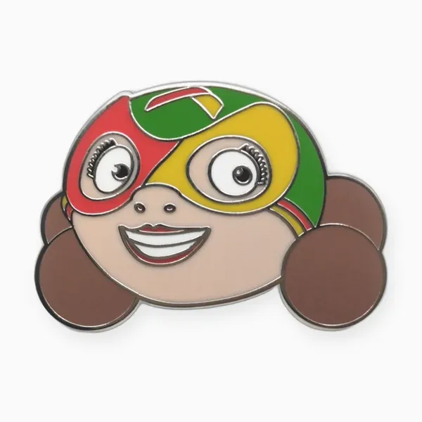 Pin personalizado de esmalte duro de una niña con máscara de luchadora de colores
