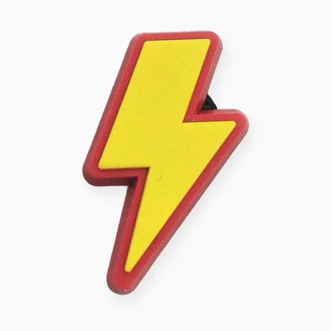 Pin de PVC suave en forma de rayo amarillo con borde rojo