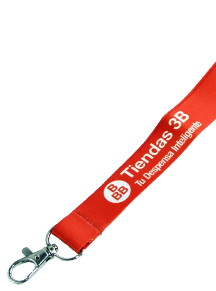 Lanyard rojo personalizado con mosquetón