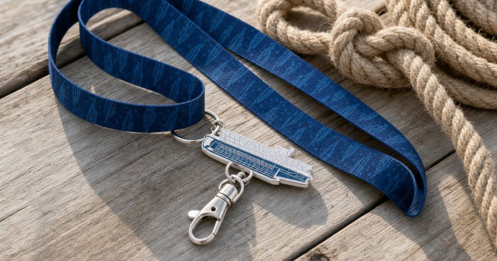 Lanyard personalizado junto a un nudo de cuerda marinera